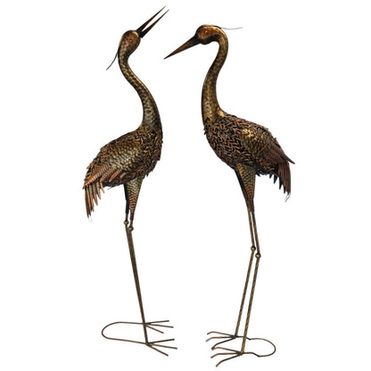 Bronze Metal Heron Looking Up Garden Sculpture