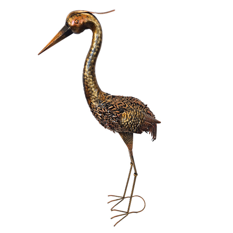 Bronze Metal Heron Garden Sculpture