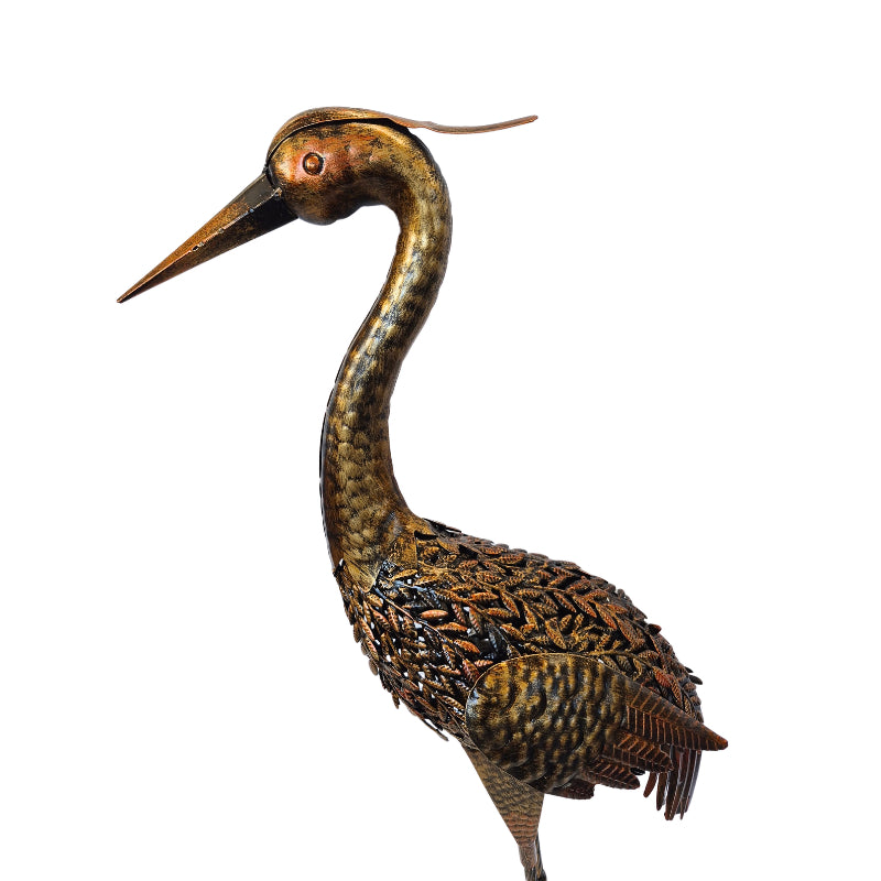 Bronze Metal Heron Garden Sculpture