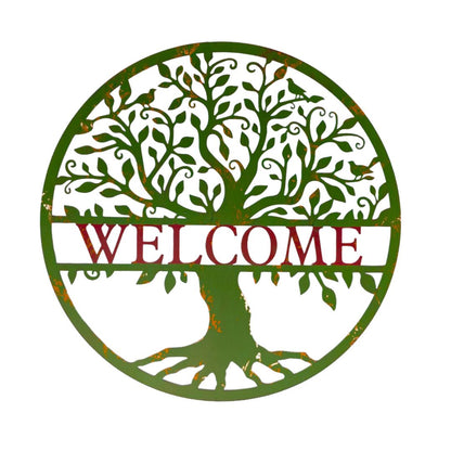 Welcome Tree Metal Wall Art