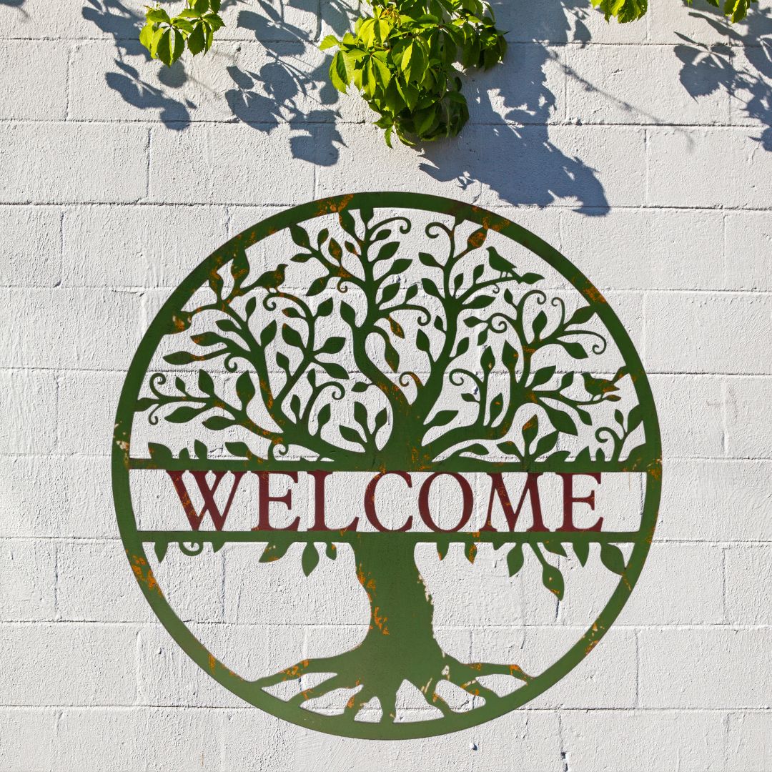 Welcome Tree Metal Wall Art