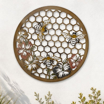 Bee Happy Metal Garden Wall Art