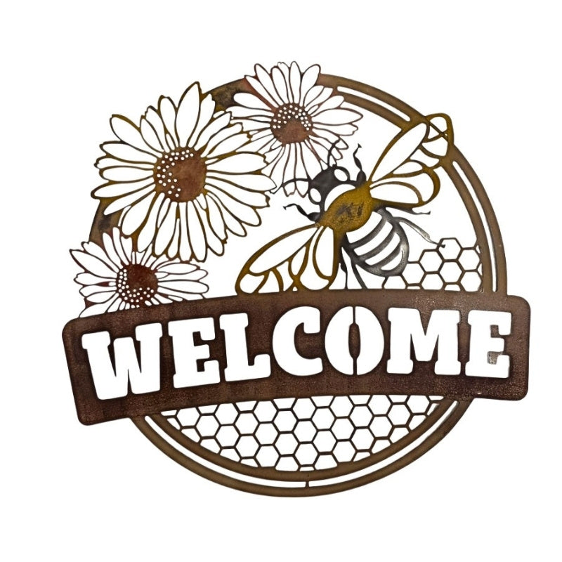 Bee Welcome Metal Garden Wall Art