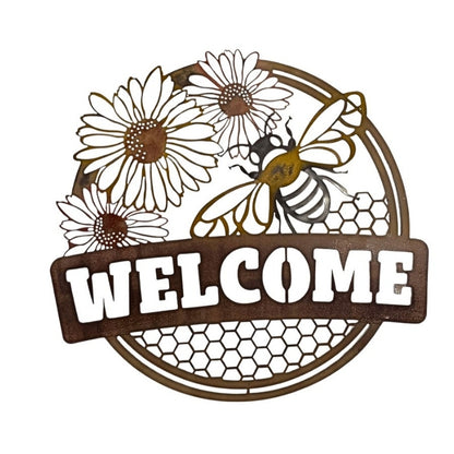 Bee Welcome Metal Garden Wall Art