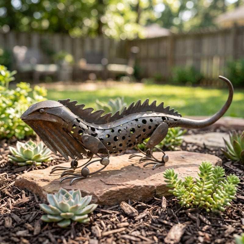 Sun Lizard Metal Garden Sculpture