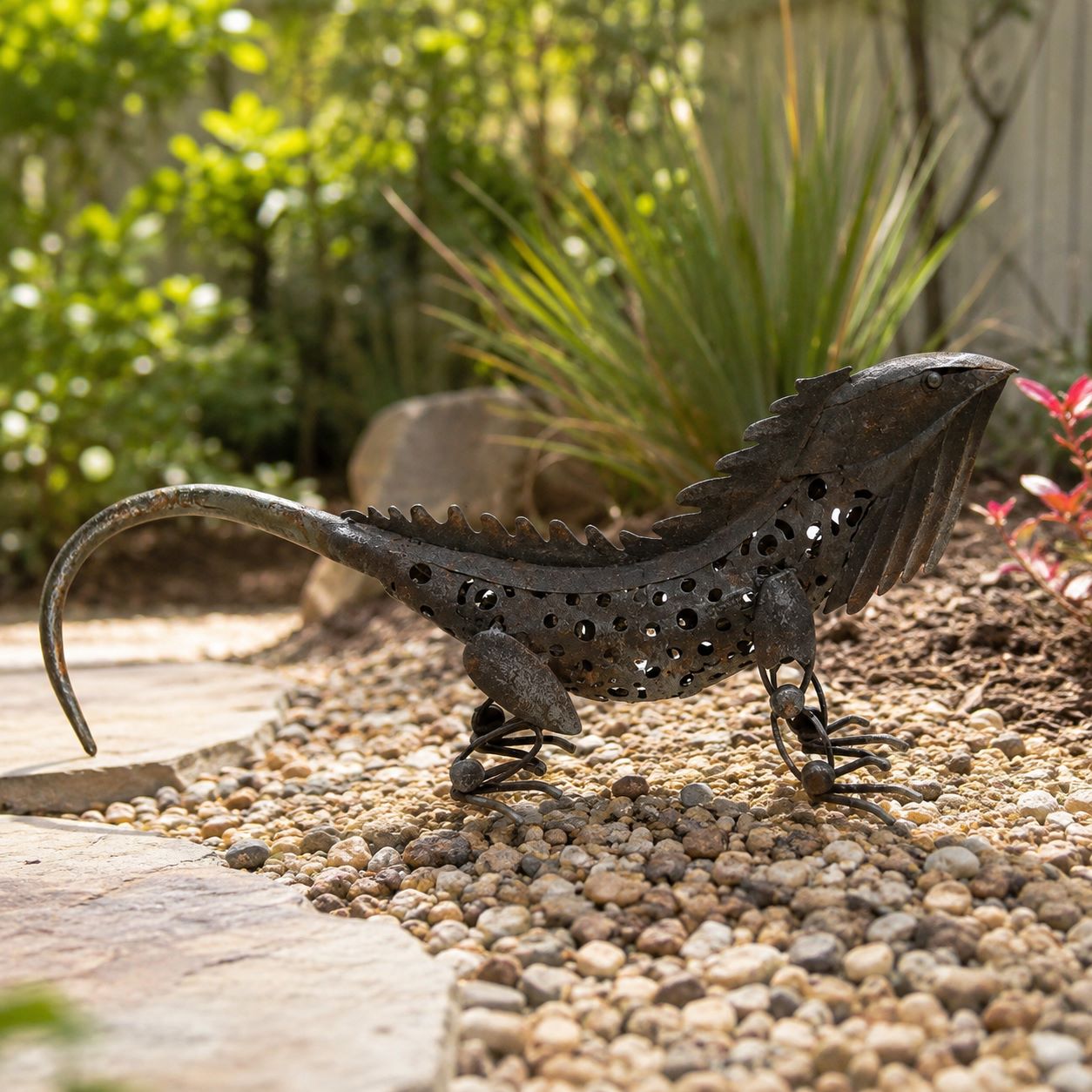 Rust Lizard Metal Garden Sculpture