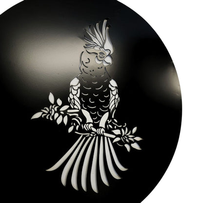 Cockatoo Silhouette Round Metal Wall Art