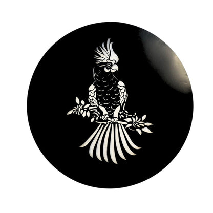 Cockatoo Silhouette Round Metal Wall Art