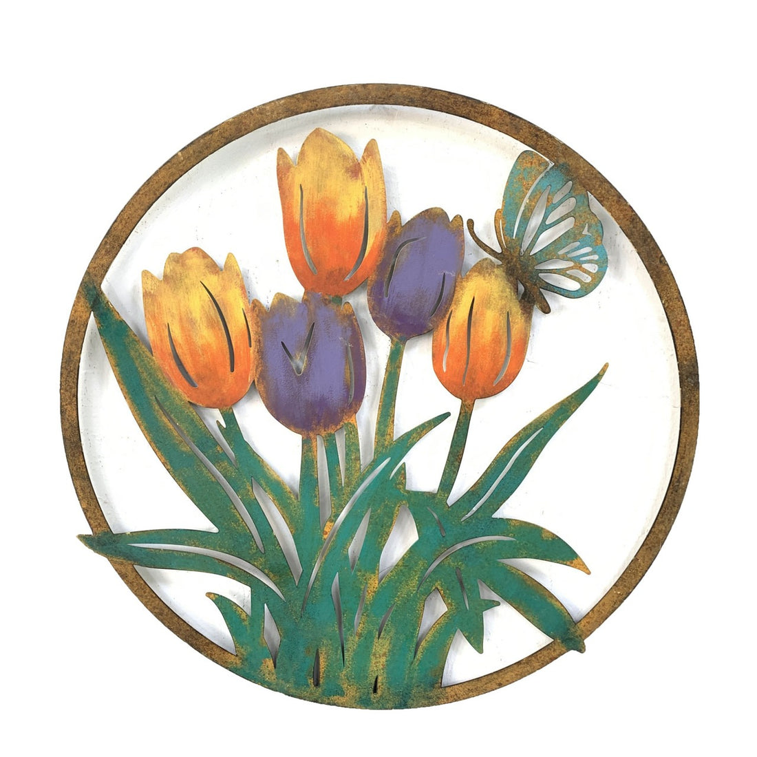 Handpainted Metal Tulip Wall Art Garden Decor