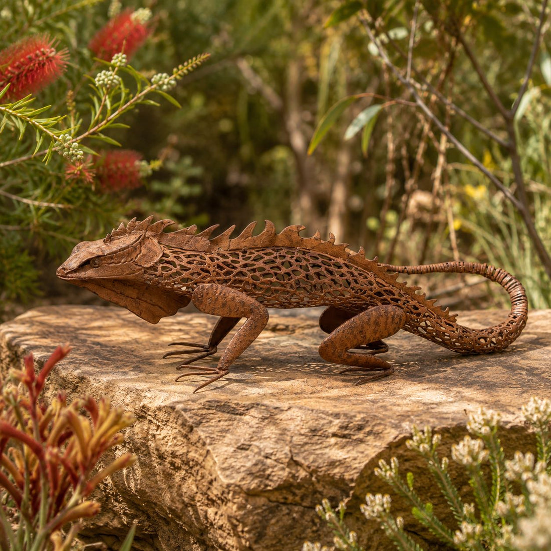 Rusty Lizard Metal Garden Sculpture