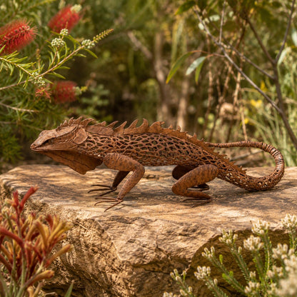 Rusty Lizard Metal Garden Sculpture