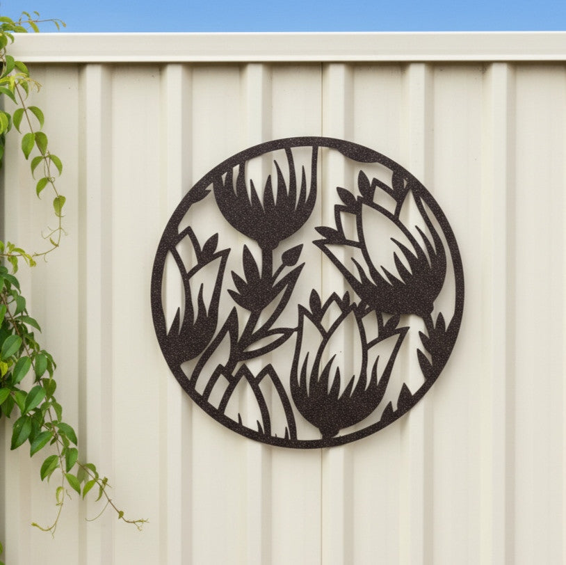 Rustic Metal Tulip Wall Art Garden Decor