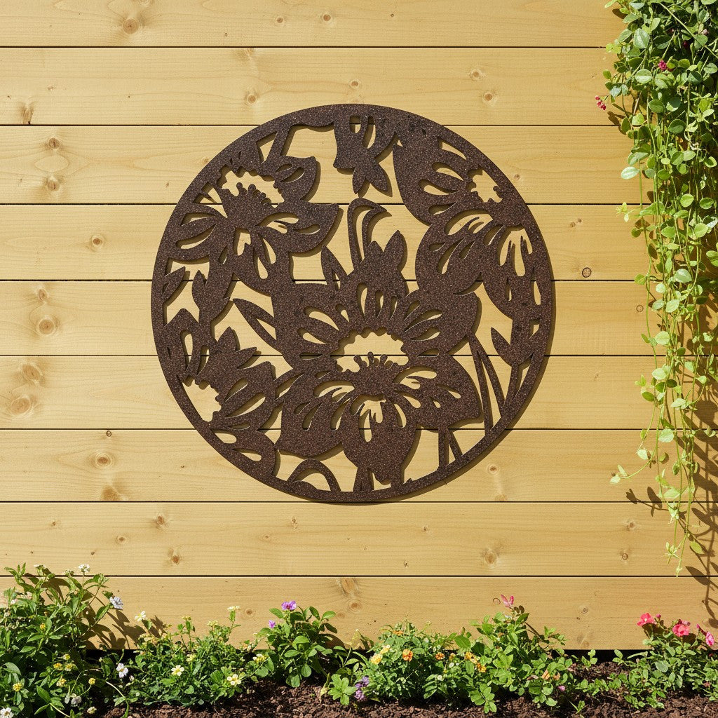 Rustic Metal Flower Wall Art Garden Decor