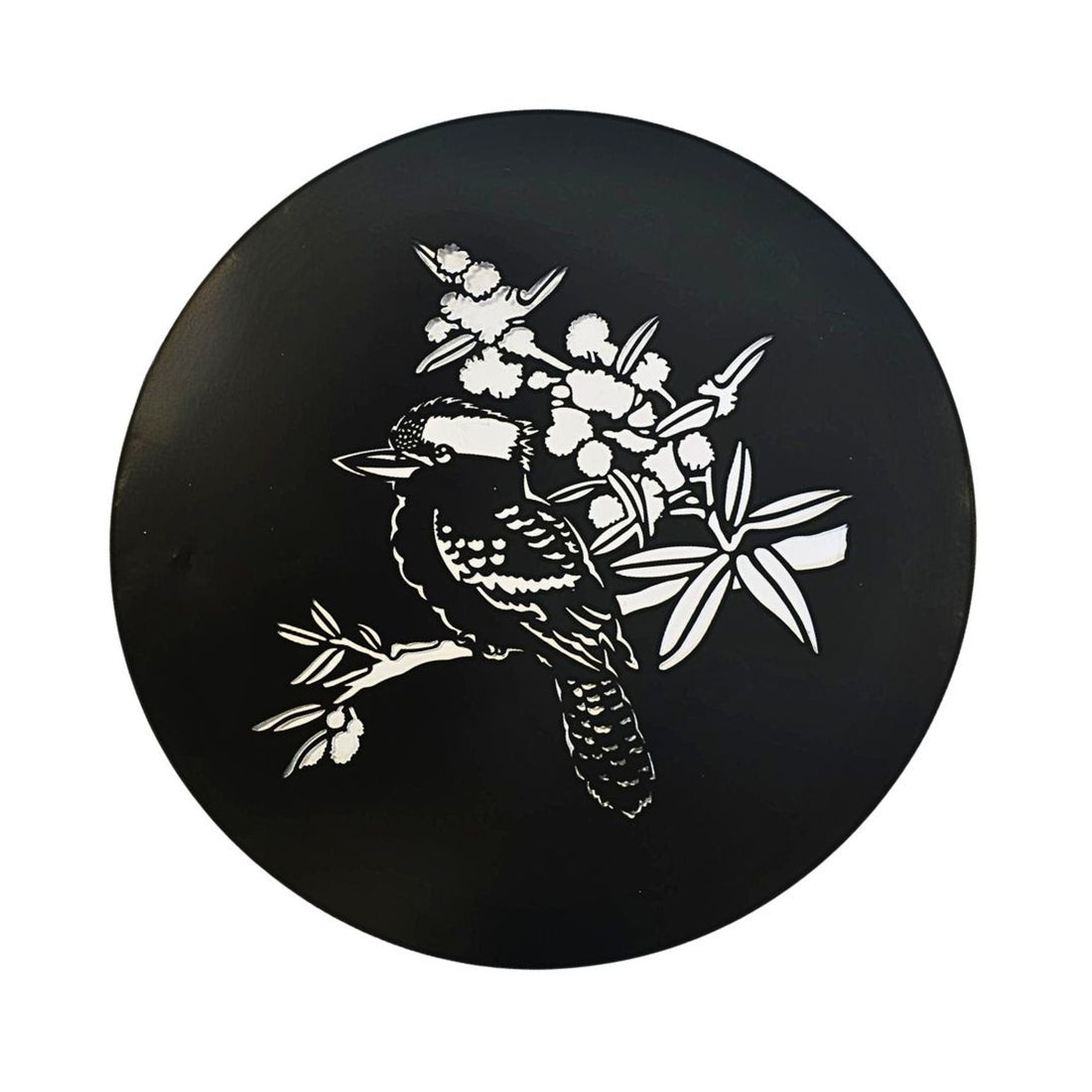Kookaburra Silhouette Round Metal Wall Art