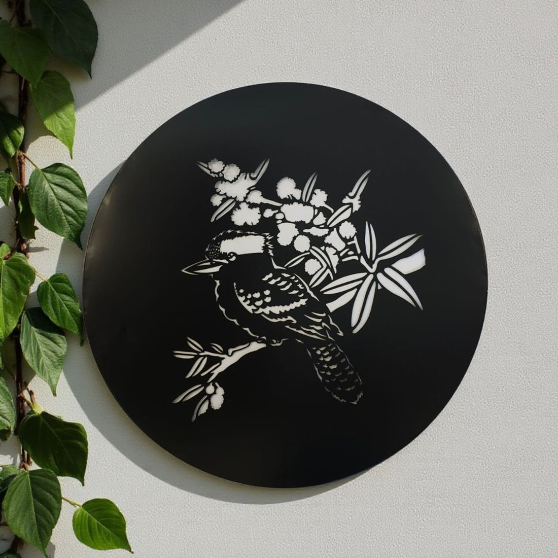 Kookaburra Silhouette Round Metal Wall Art