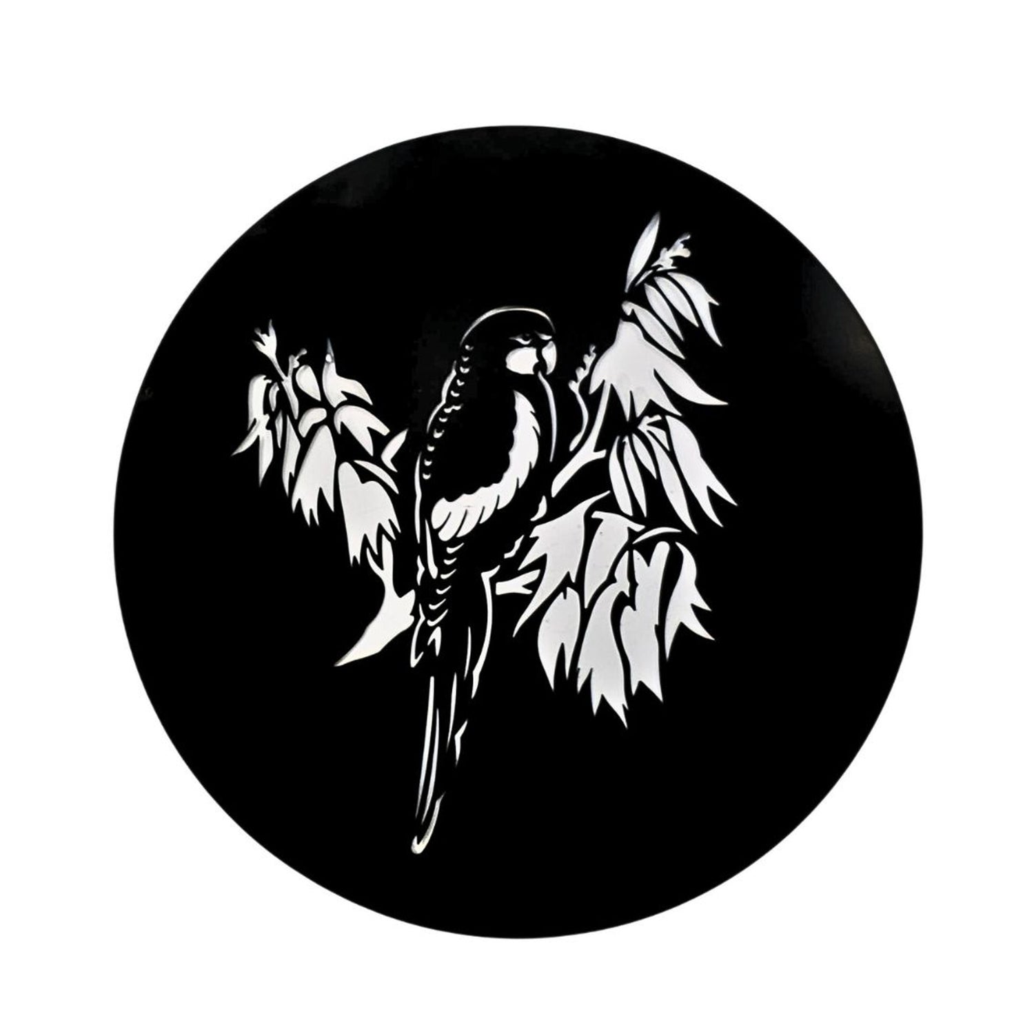 Lorikeet Silhouette Round Metal Wall Art