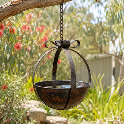Bow &amp; Bloom Hanging Metal Bird Bath