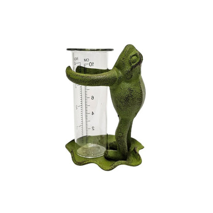 Cast Iron Frog Rain Gauge Garden Decor