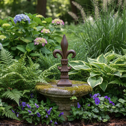 Cast Iron Fleur de Lis Garden Ornament Decor
