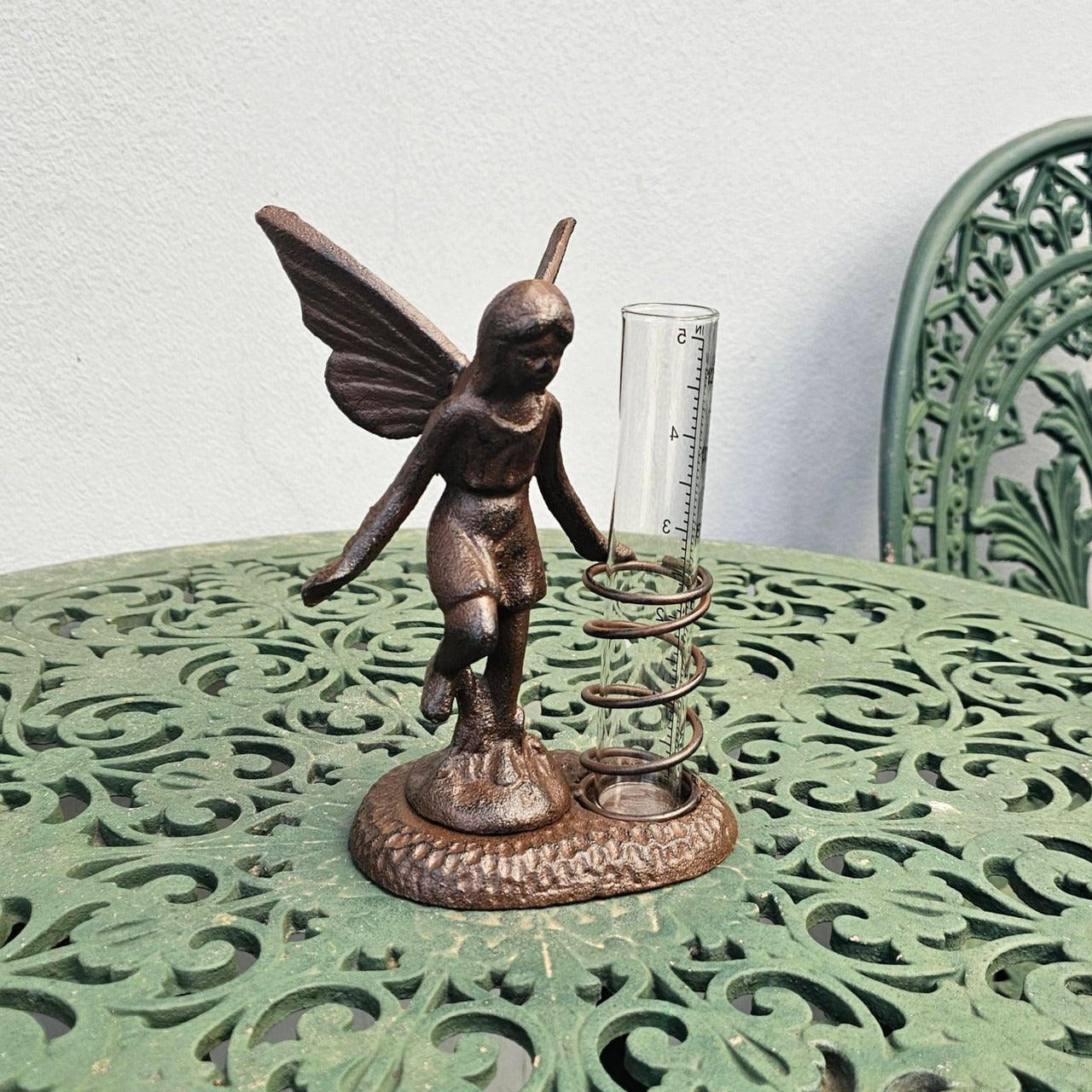 Cast Iron Fairy Rain Gauge Garden Decor
