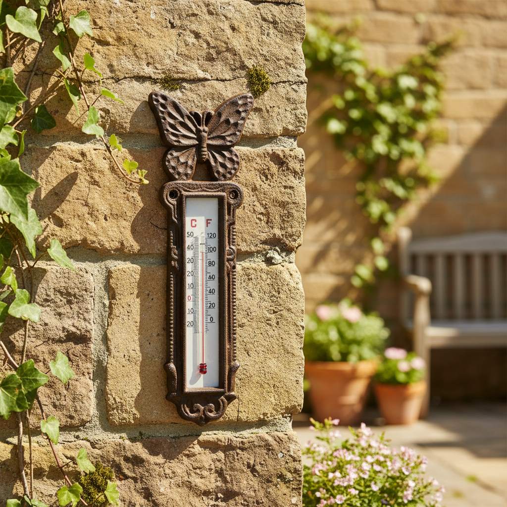 Cast Iron Butterfly Garden Thermometer