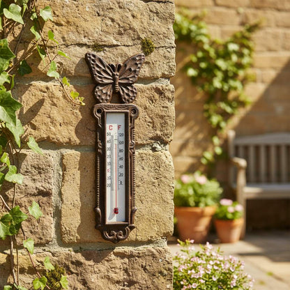 Cast Iron Butterfly Garden Thermometer