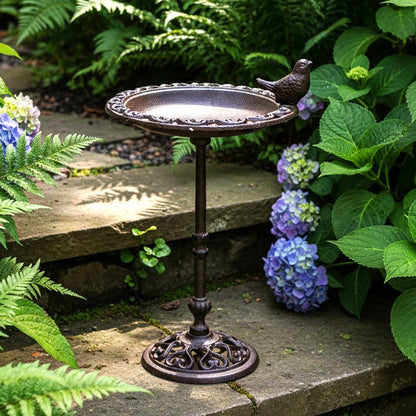 Garden Gossip Cast Iron Pedestal Bird Bath
