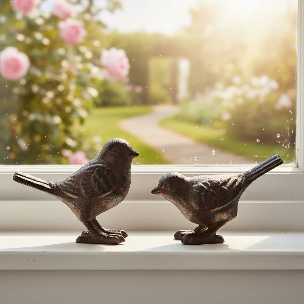 Feathered Confidants Cast Iron Bird Pair