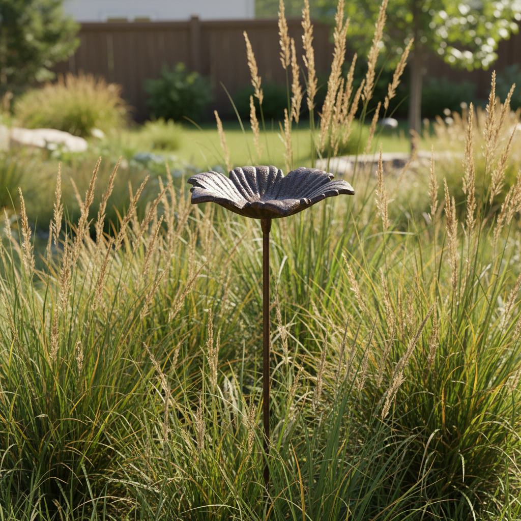 Cast Iron Petal Edge Bird Feeder Stake