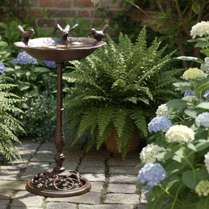 Songbird Gathering Bird Bath