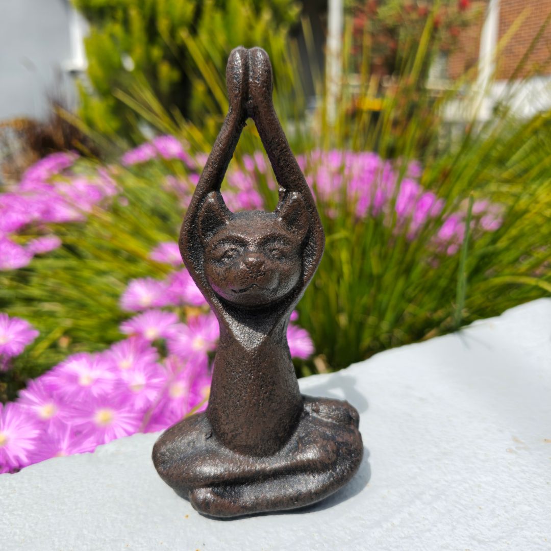 Cast iron yoga stretching cat