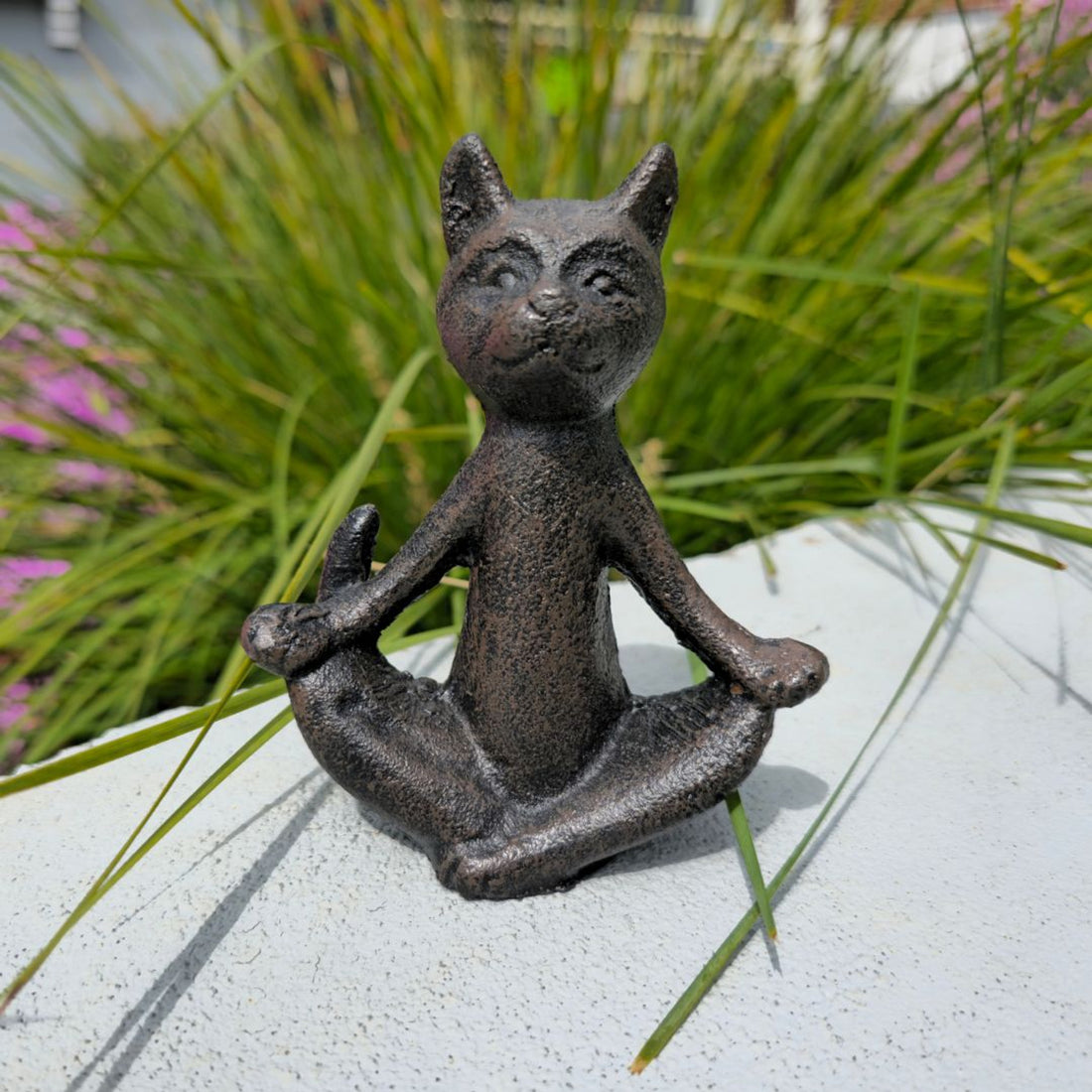 Cast iron namaste cat