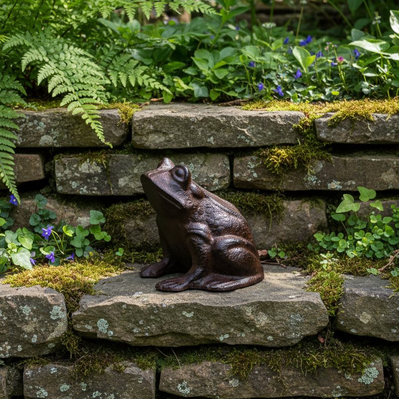 Pondside Cast Iron Frog Garden Ornament