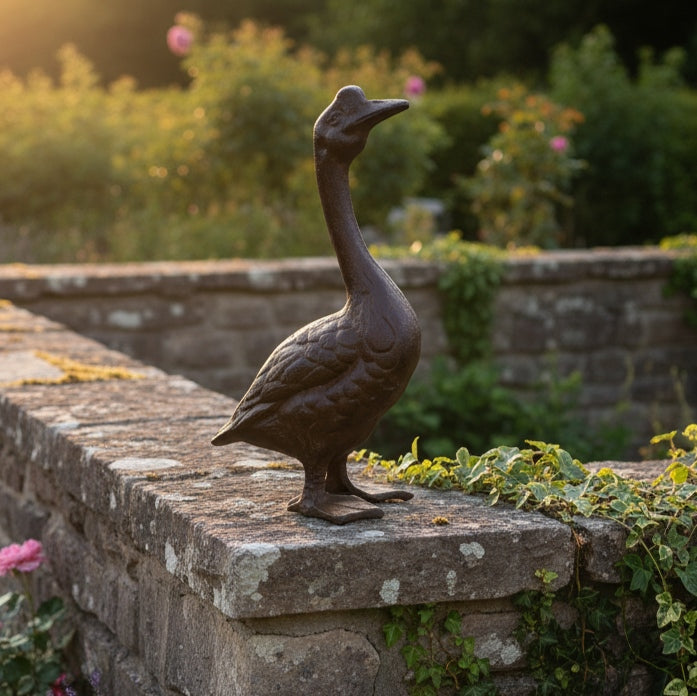 Cast Iron Proud Mother Goose Garden Ornament
