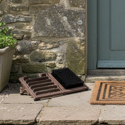 Cast Iron Boot Cleaner with Brush and Scraper