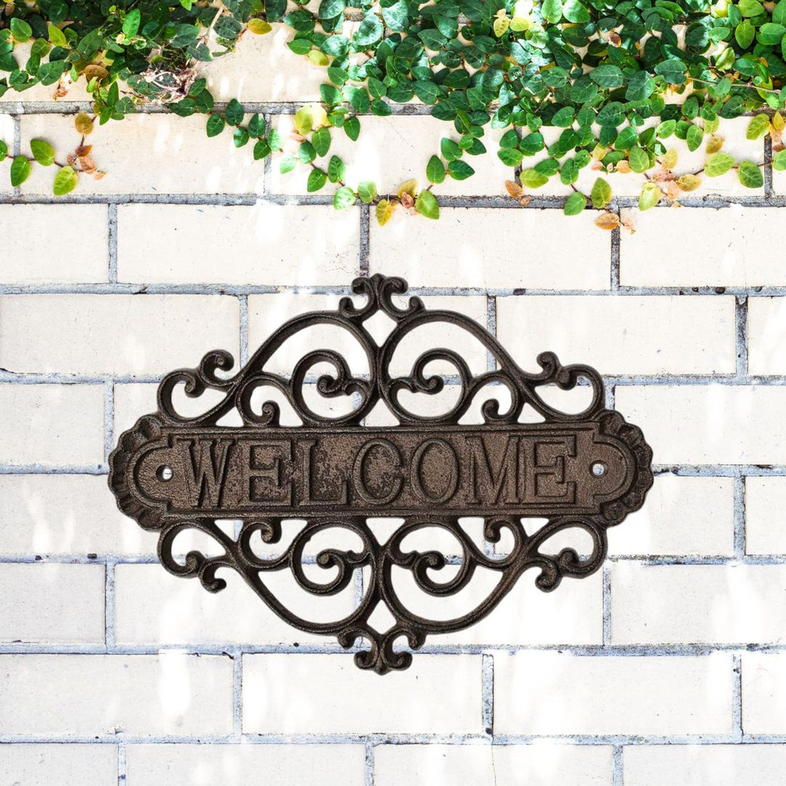 Ornate Cast Iron Welcome Plaque