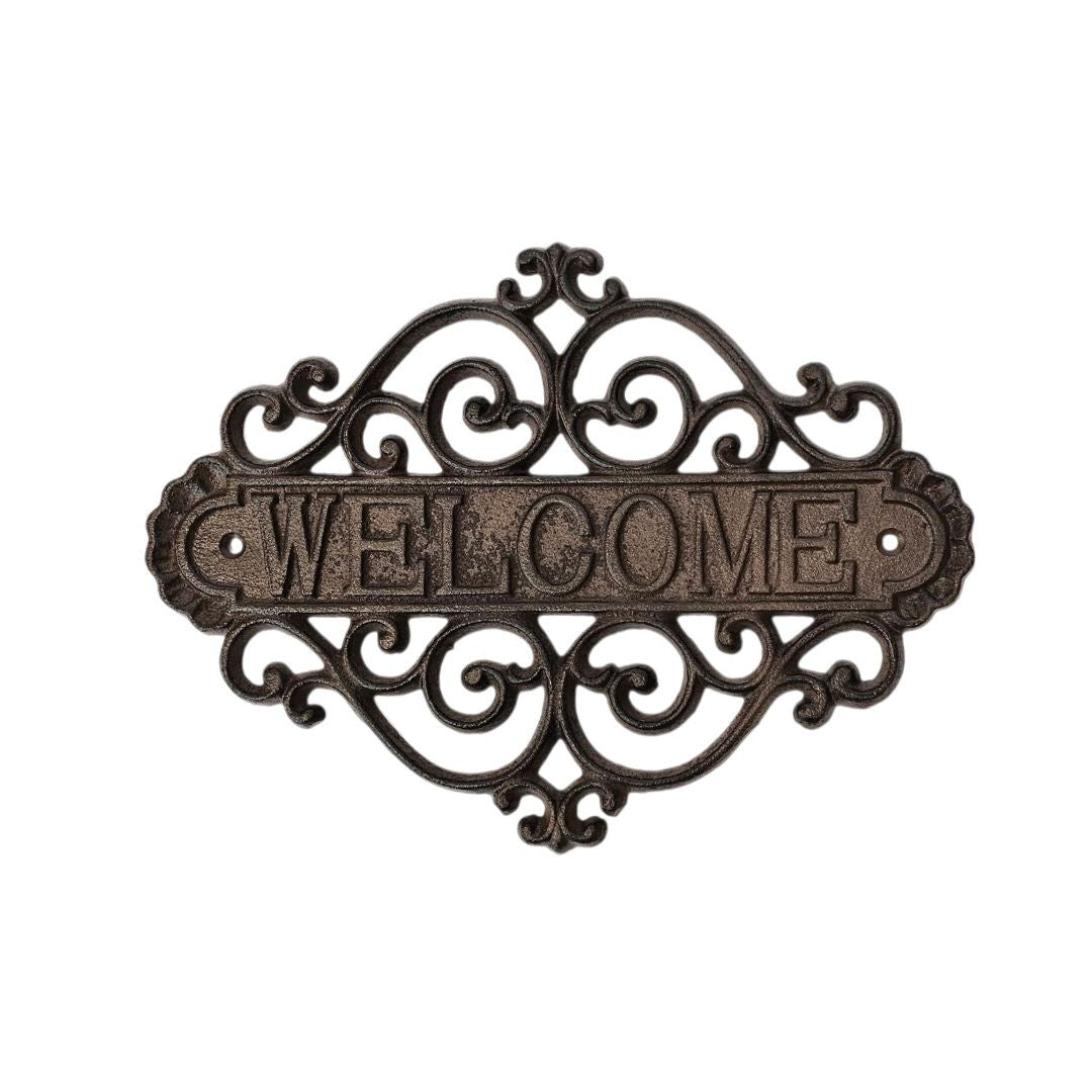 Ornate Cast Iron Welcome Plaque