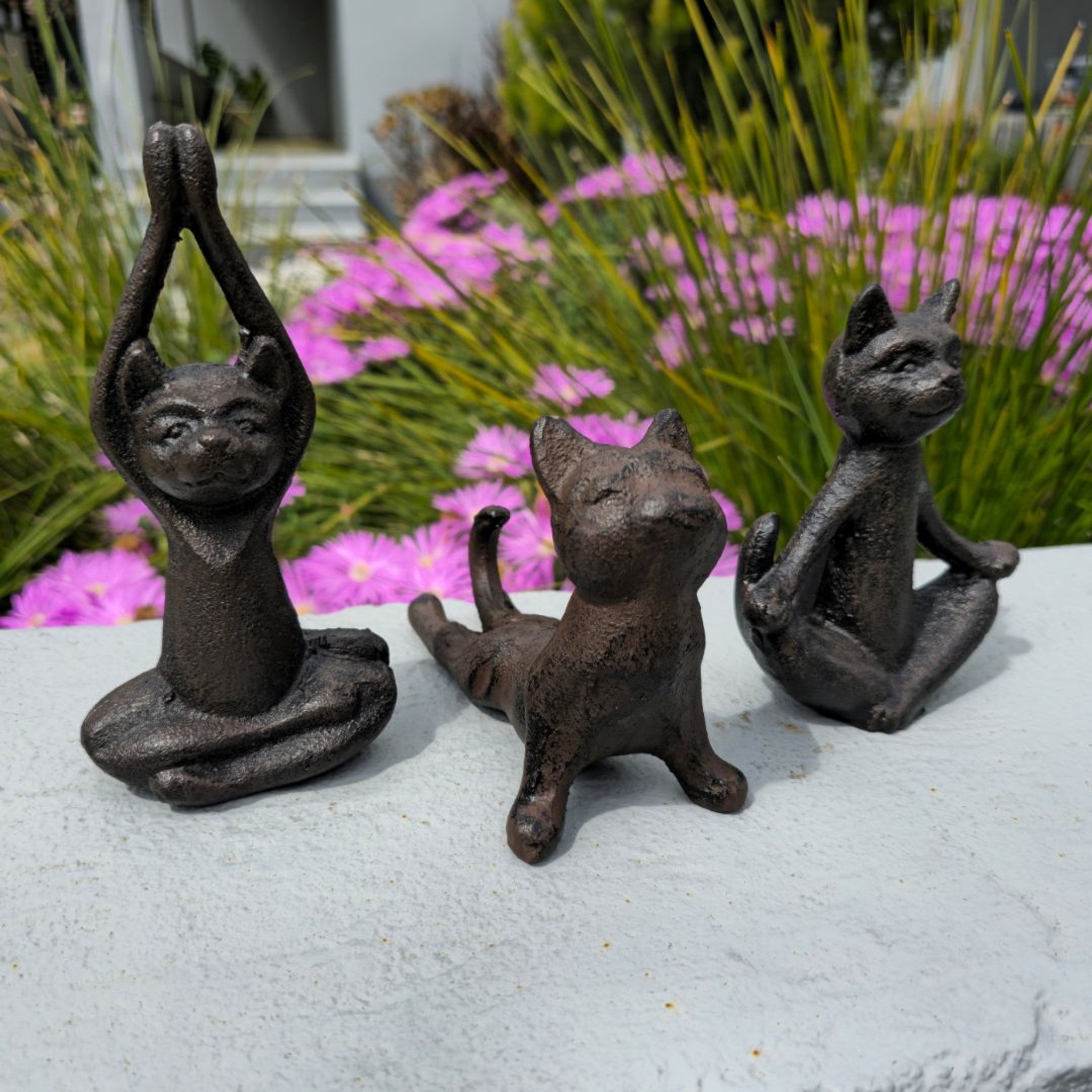 Cast iron yoga stretching cat