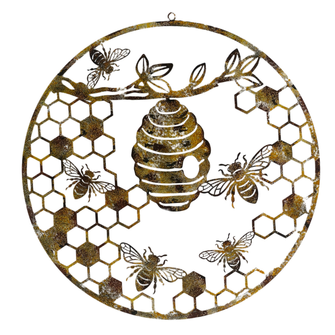 Gold Bee Hive Metal Wall Art