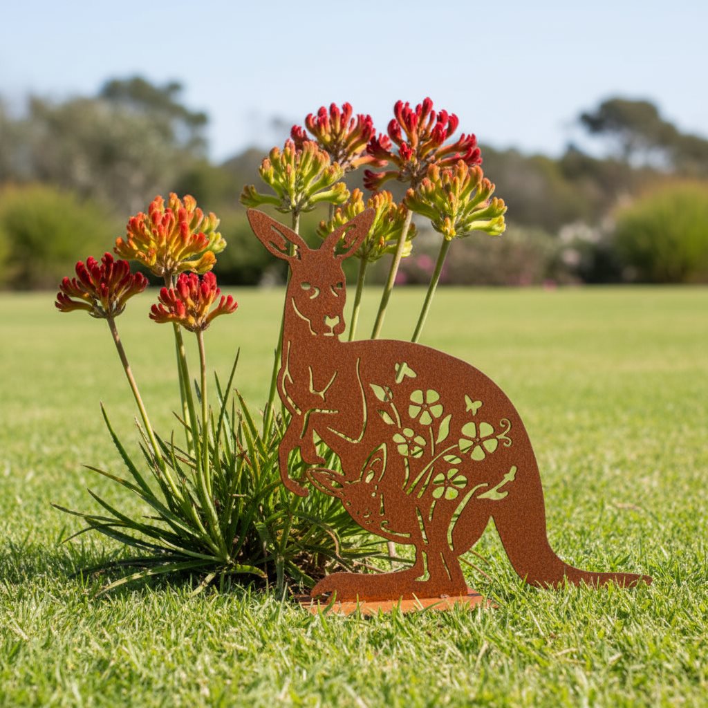 Rust Kangaroo Garden Silhouette