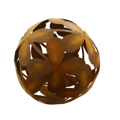 Rust Finish Flowerball Garden Sculpture