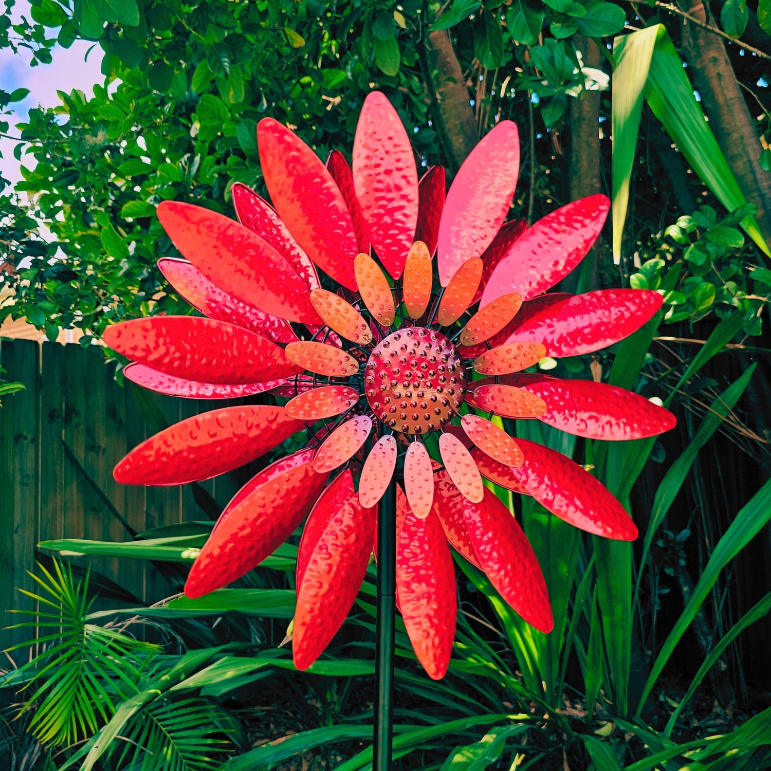Crimson Bloom Garden Windspinner