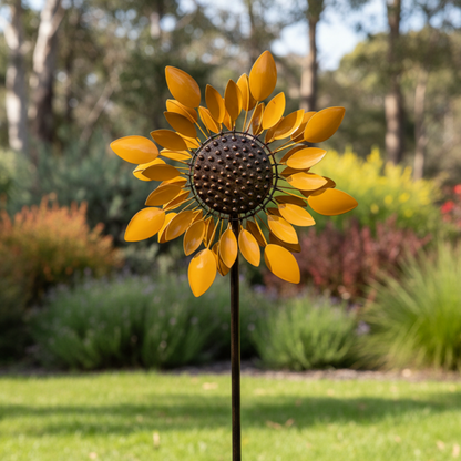 Golden Sunburst Sunflower Garden Windspinner