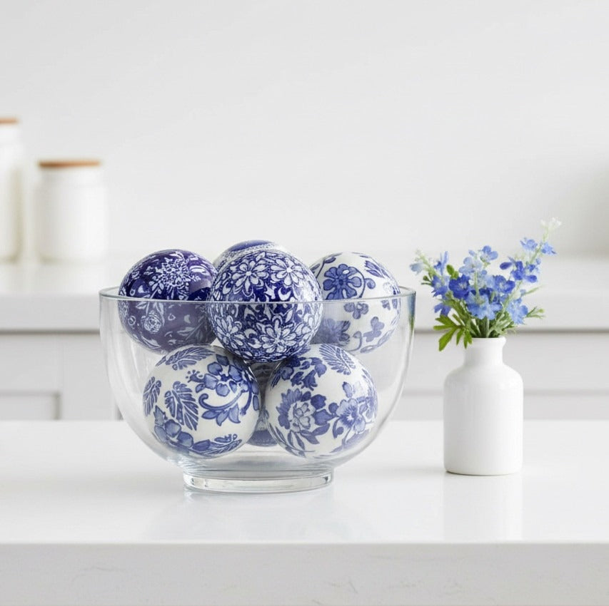 Handcrafted Ceramic Blue Decorative Balls