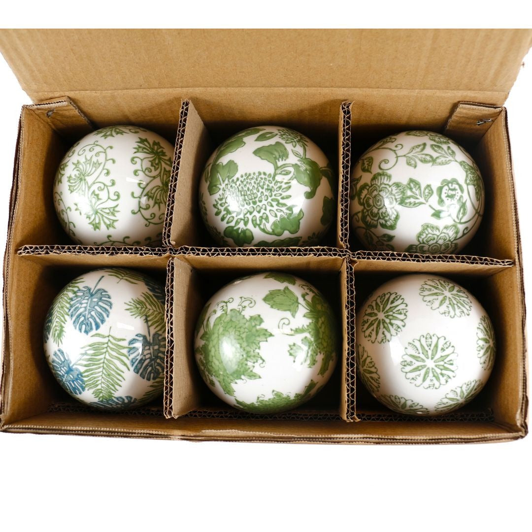 Handcrafted Ceramic Green Decorative Balls