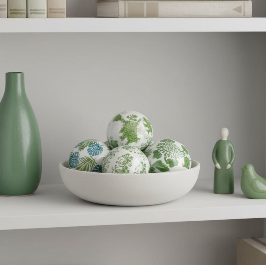 Handcrafted Ceramic Green Decorative Balls