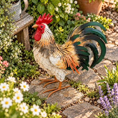 Farmhouse Metal Rooster Garden Ornament