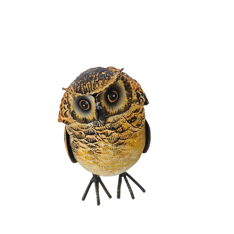 Natural Tone Metal Owl Garden Figurine