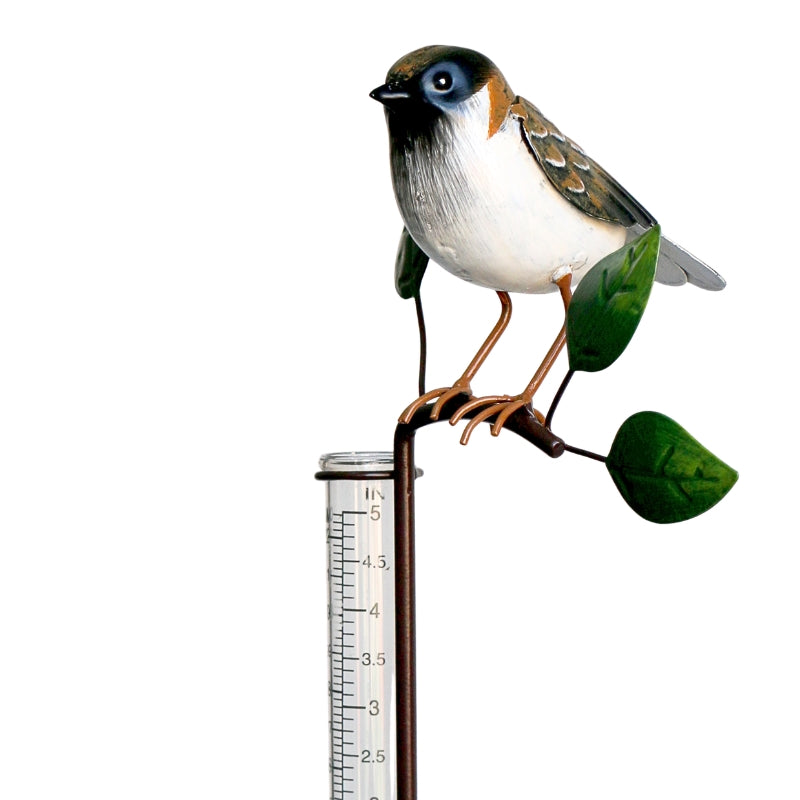 Colourful Metal Garden Bird with Rain Gauge
