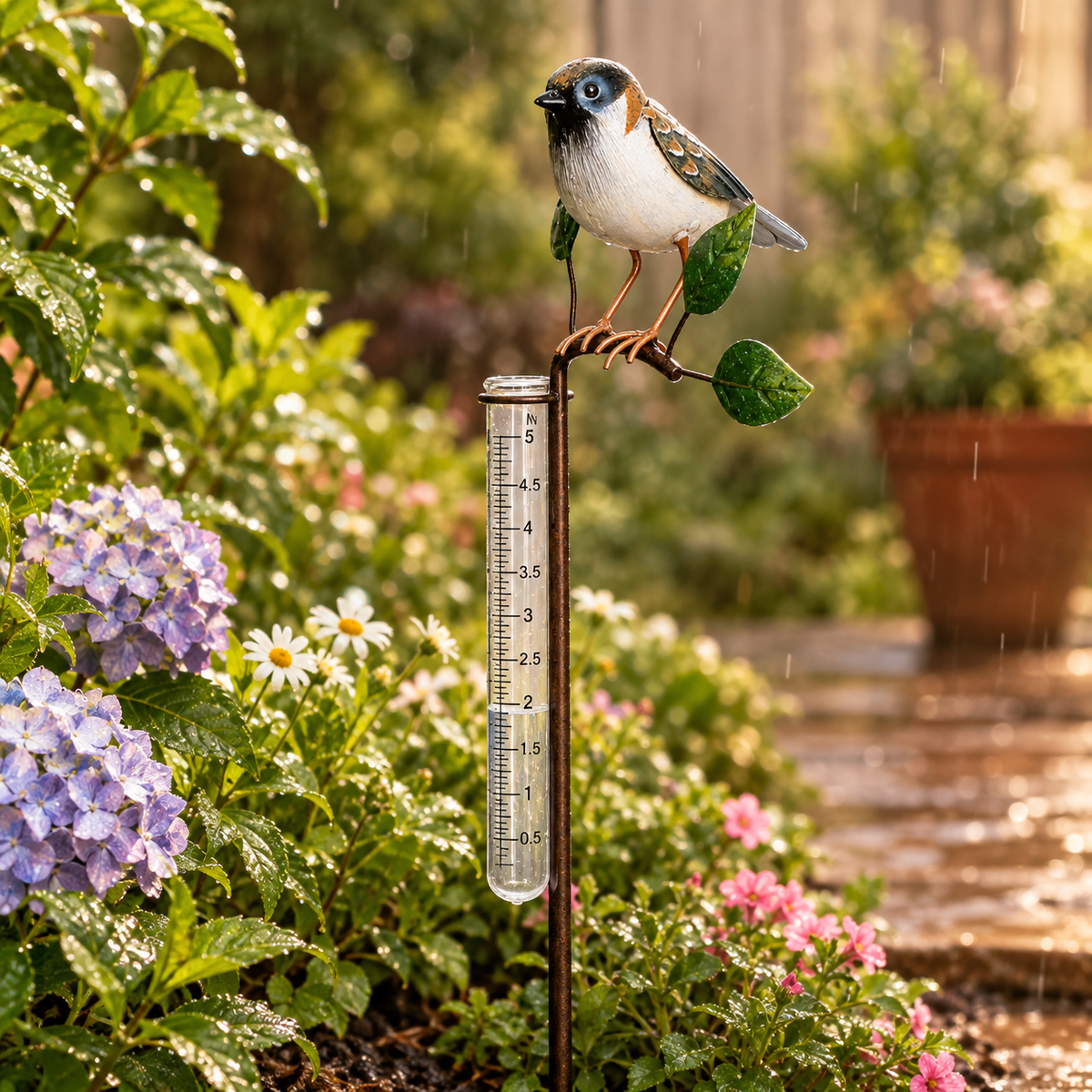 Sparrow Bird Garden Rain Gauge